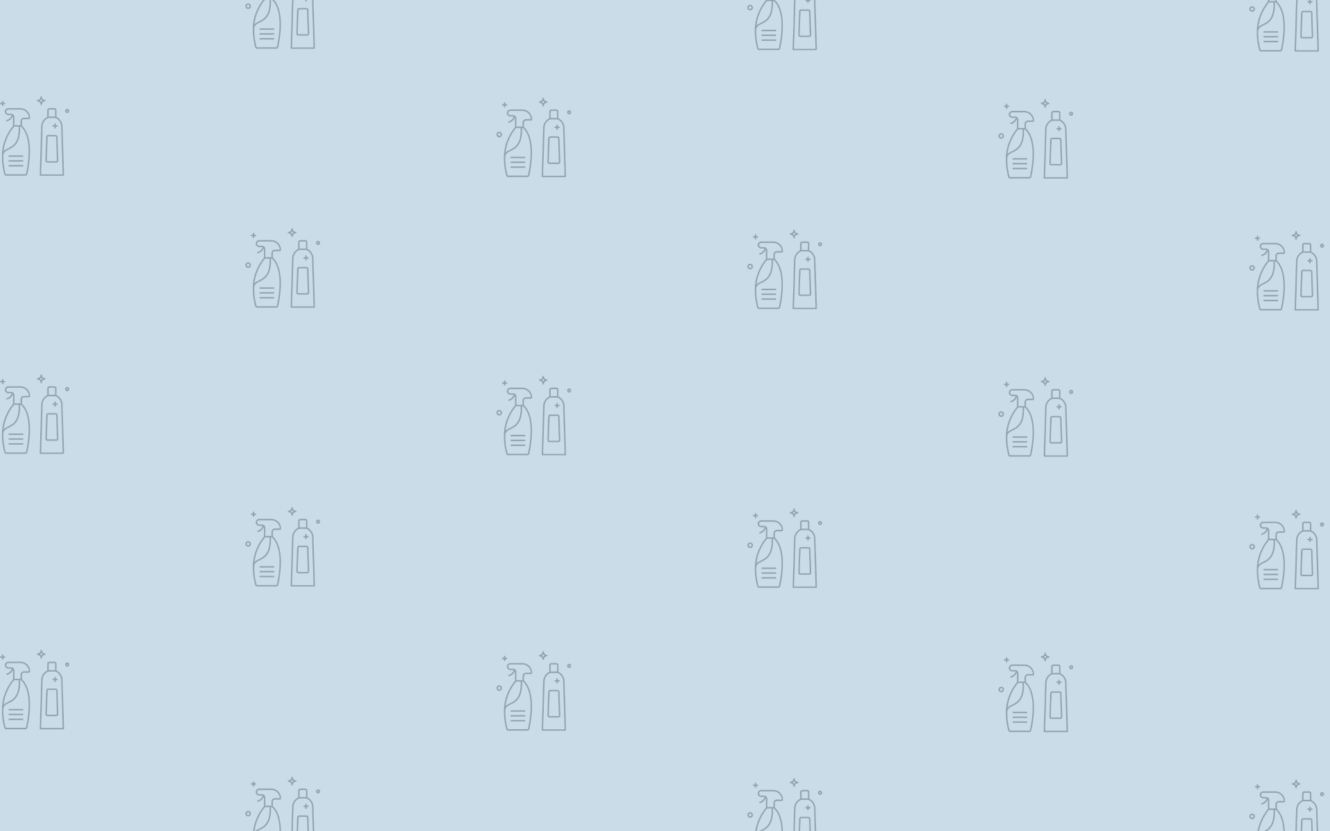 Viele kleine Putzmittel-Icons auf einem blauen Hintergrund
