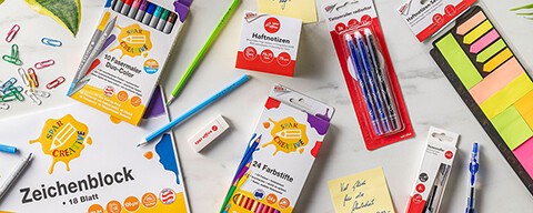 Viele verschiedene Schul- und Büromaterialien von SPAR creative und SPAR office