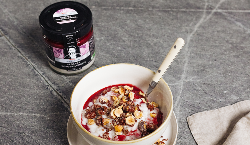 Kokosmilchreis mit karamellisierten Nüssen