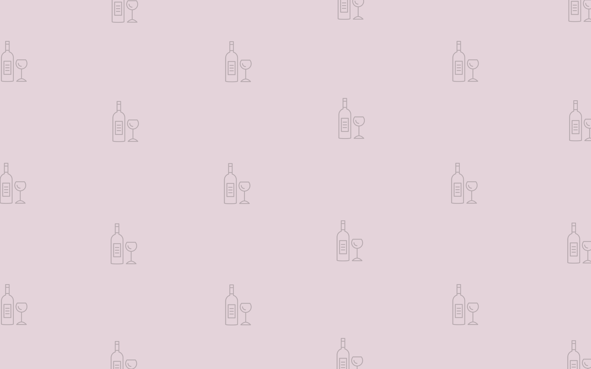 Viele kleine Weinflaschen- und Weinglas-Icons auf einem rosa Hintergrund