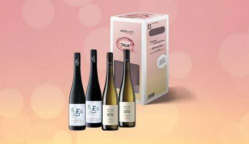 INTERSPAR Wein-Tastingbox mit zwei Weinflaschen