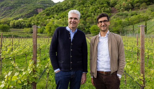 Die Winzer Matthias Messner und Stephan Filippi in ihren Weinbergen