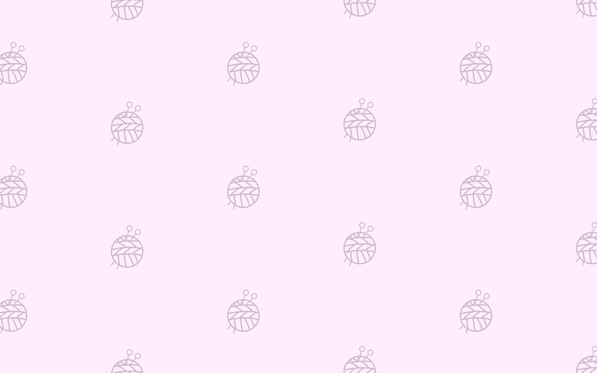 Viele kleine Wollknäuel-Icons auf einem hell-lila Hintergrund