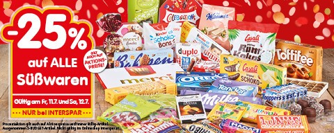 25% auf ALLE Süßwaren
