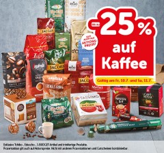 bis zu -25% auf Kaffee. Gültig am Fr, 10.7. und Sa, 11.7.