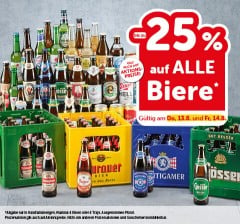 bis zu -25% auf alle Biere. Gültig am Do, 13.8. und Fr, 14.8.