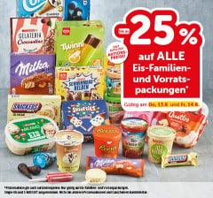 bis zu -25% auf alle Eis-Familien-Vorratspackungen. Gültig am Do, 13.8. und Fr, 14.8.