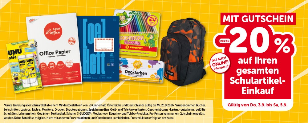 Bis zu -20% Schule-Gutschein