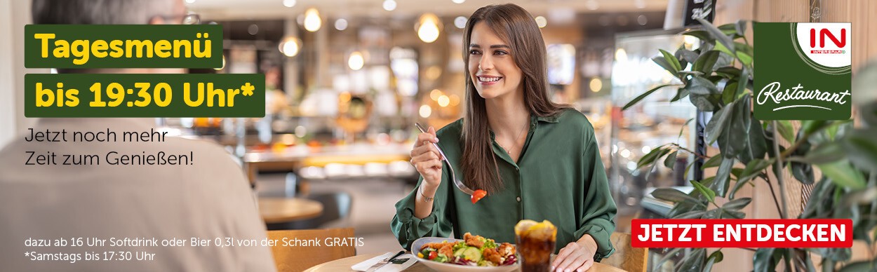 Banner zur Genusszeit ab 16 Uhr im INTERSPAR-Restaurant