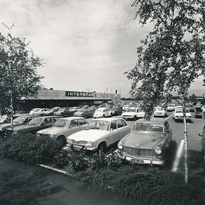 Altes Archivbild eines INTERSPAR Marktes aus den 70er Jahren