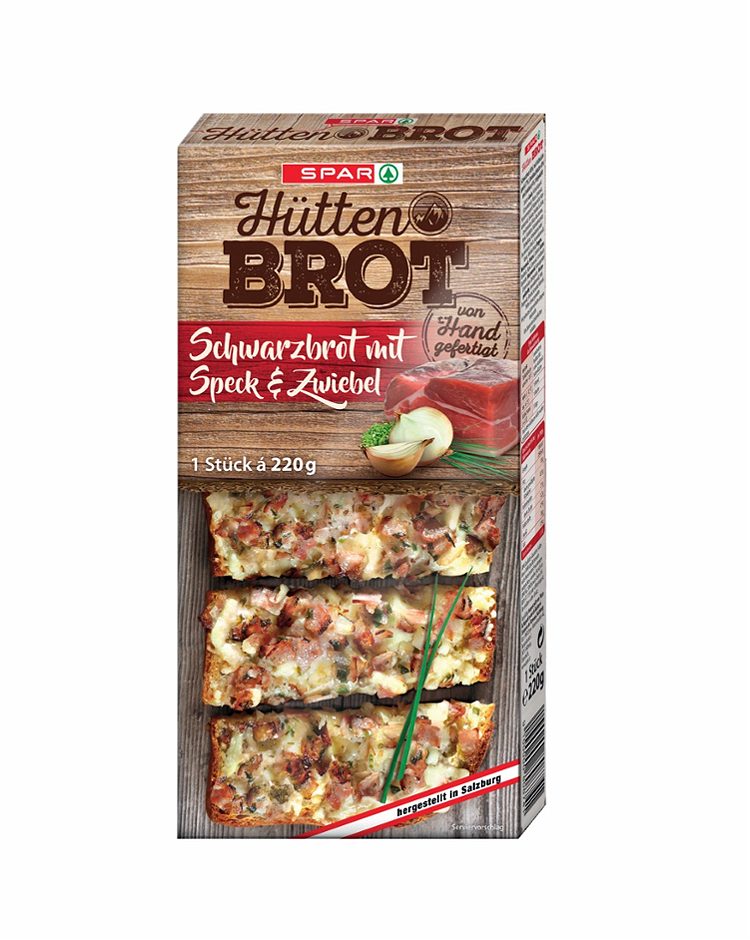 SPAR Hütten Brot Schwarzbrot Speck & Zwiebel 220 G