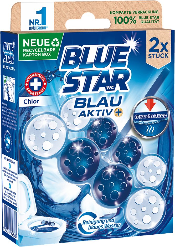 Blue Star Blau-Aktiv WC-Spüler Chlor 2 x 50g