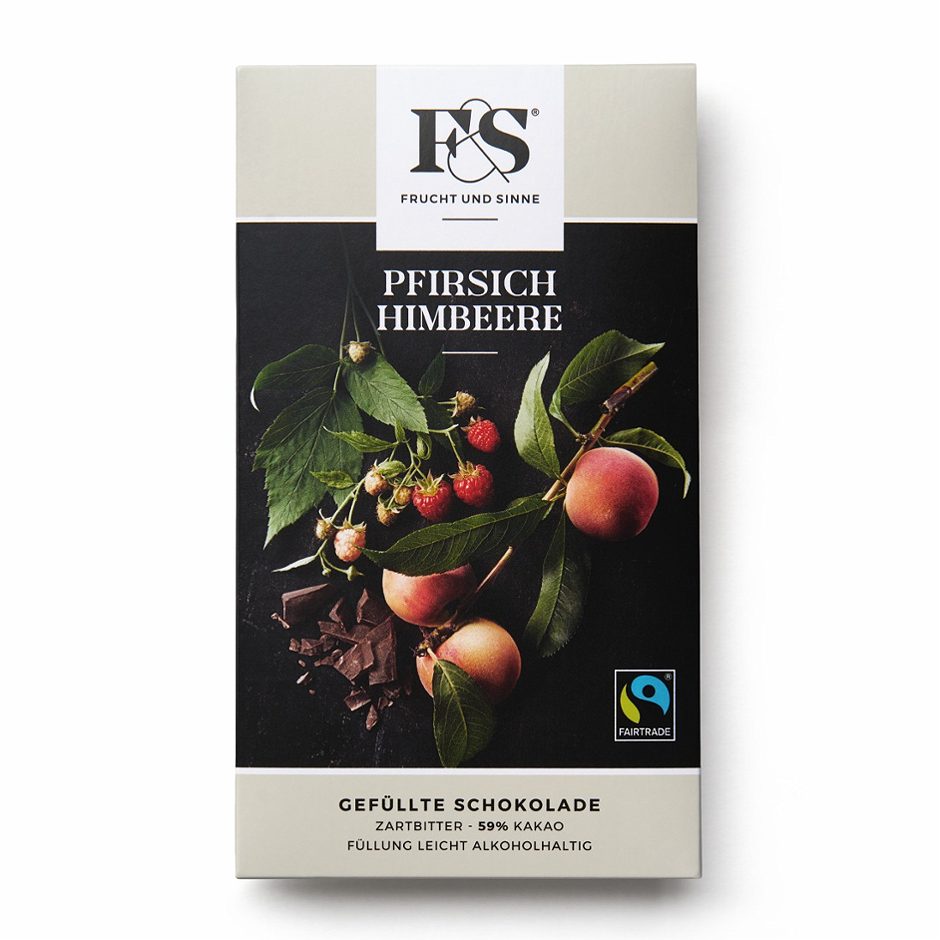 Frucht & Sinne Gefüllte Schokolade Pfirsich-Himbeere 80 G