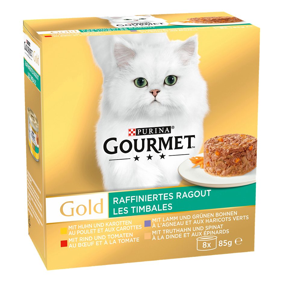 Gourmet Gold Katzennahrung Ragout Fleisch 8x85g 680 G