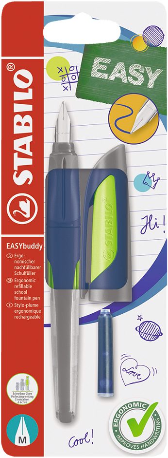 STABILO Füllfeder Easy Buddy M, stahlbl./limette