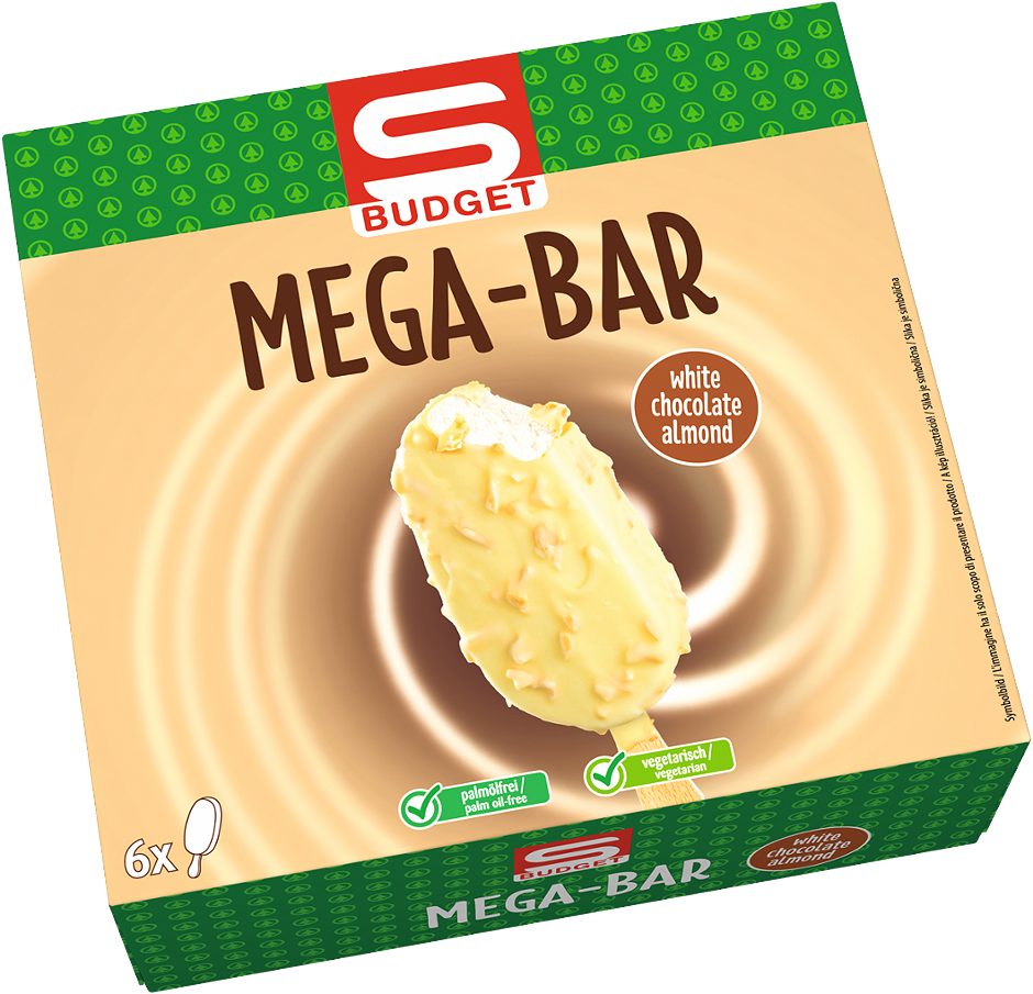 S-BUDGET Mega-Bar white chocolate almond 6 Stück 0,72 L