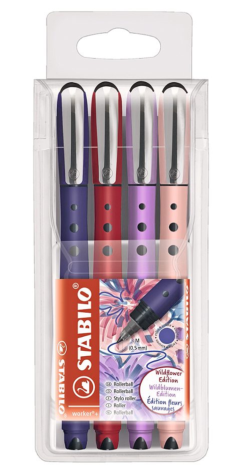 STABILO Rollerball worker+ Wildflower Edition 4 Farben