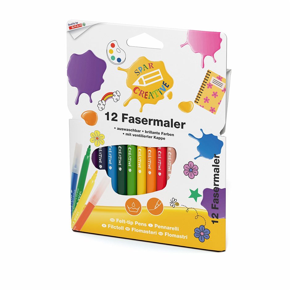 SPAR CREATIVE Fasermaler 12 Farben