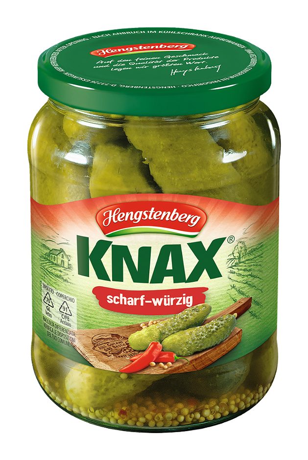 Hengstenberg Knax Gewürzgurken scharf-würzig 670 G