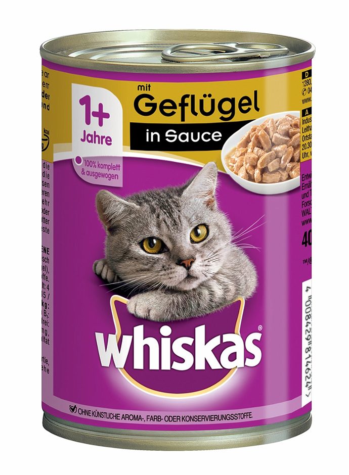 Whiskas Katzennahrung Geflügel in Sauce 1+ 400 G