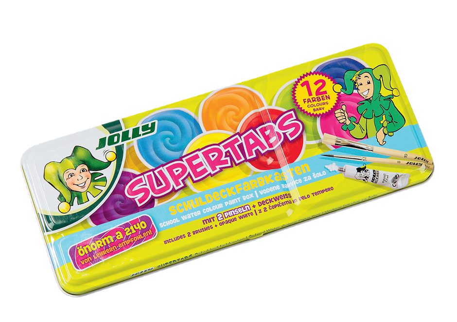 Jolly Schuldeckfarbkasten Supertabs 12 Farben