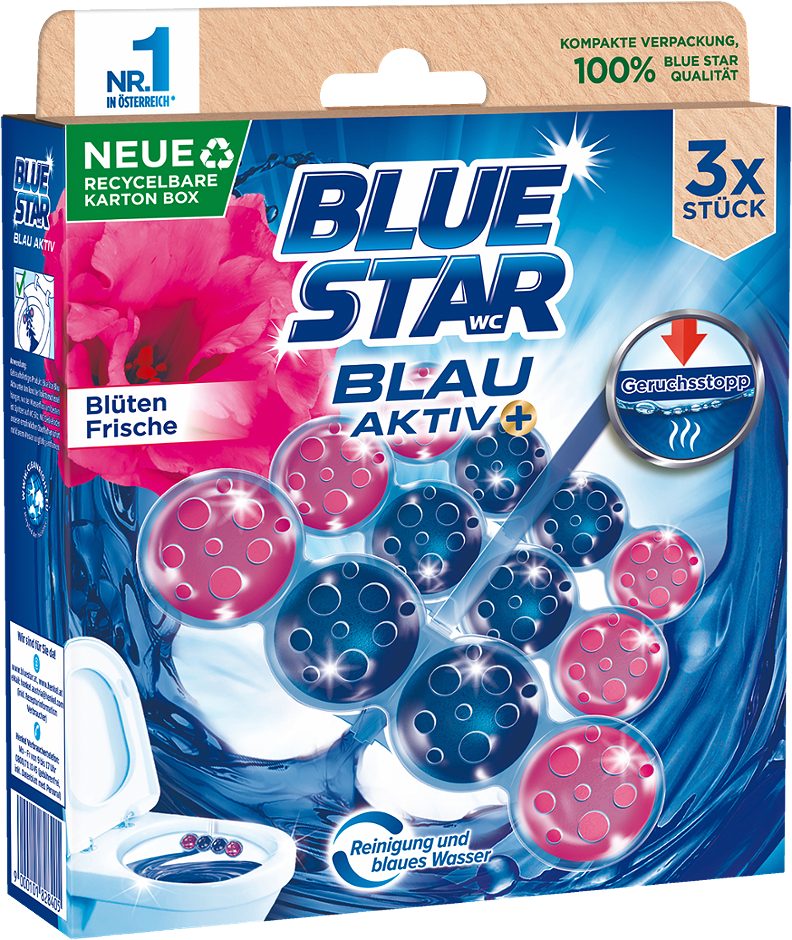 Blue Star Blau-Aktiv WC-Spüler Blütenfrische 3 x 50g
