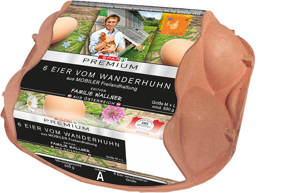 SPAR PREMIUM Edition Familie Wallner Eier aus Freilandhaltung vom Wanderhuhn 6 STK