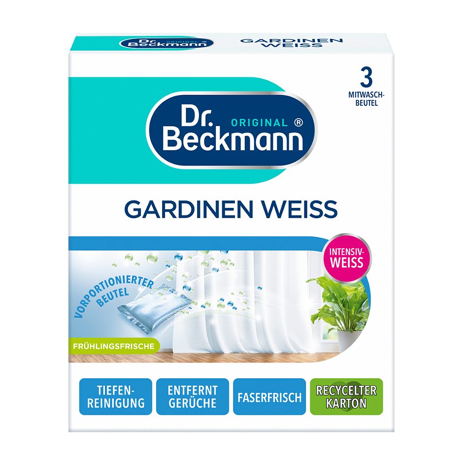 Dr. Beckmann Mitwaschbeutel Gardinen Weiss 3WG
