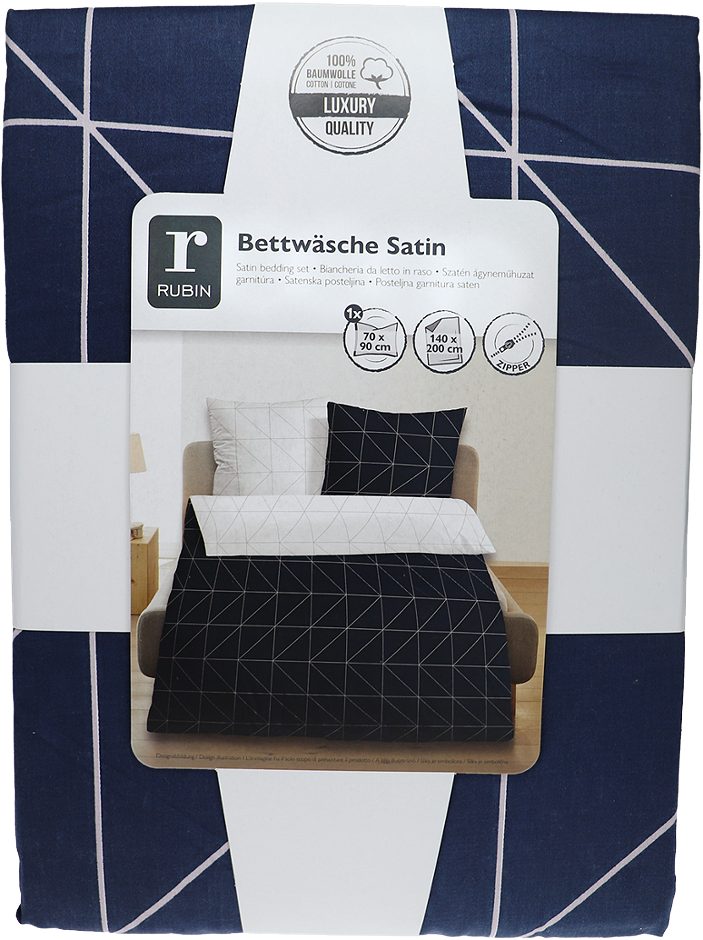 RUBIN Satin Bettwäsche Linien 70x90 / 140x200cm