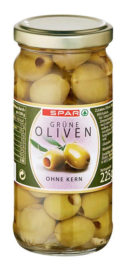 SPAR Span. Manzanilla Oliven grün ohne Kern 225 G