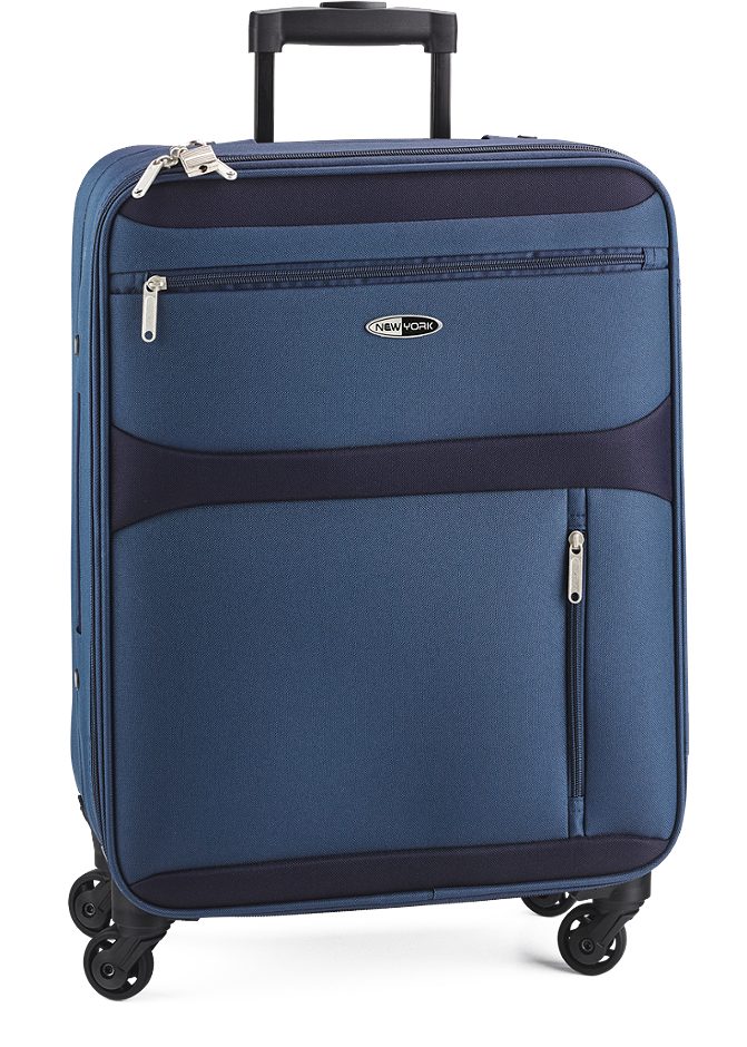 NEW YORK Comfort Koffer Softschale Blau 55cm