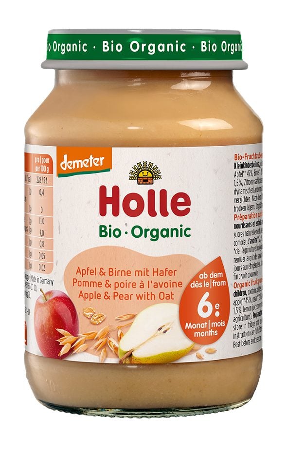 Holle Bio-Gläschen Apfel & Birne mit Hafer 190 G