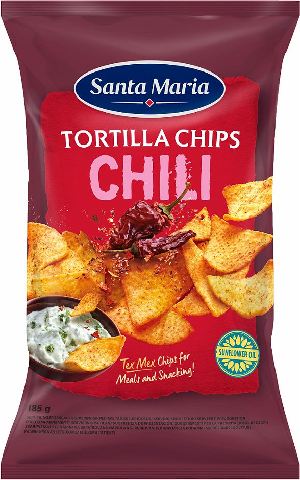 Santa Maria Crispy Corn Tortilla Chips Chili 185 G
