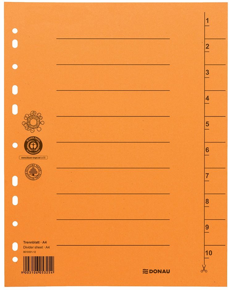 Donau Trennblatt A4 Karton, orange