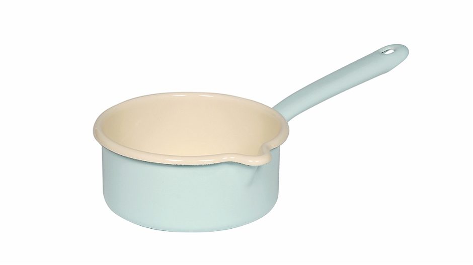 Riess Stielkasserolle Emaille Hellblau 14  cm