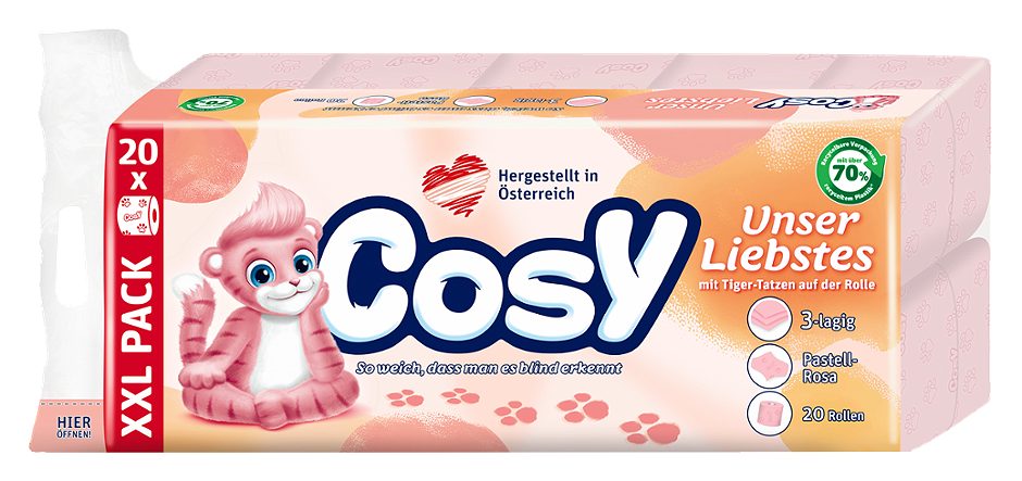 Cosy Toilettenpapier mit Tiger auf der Rolle 20 Rollen