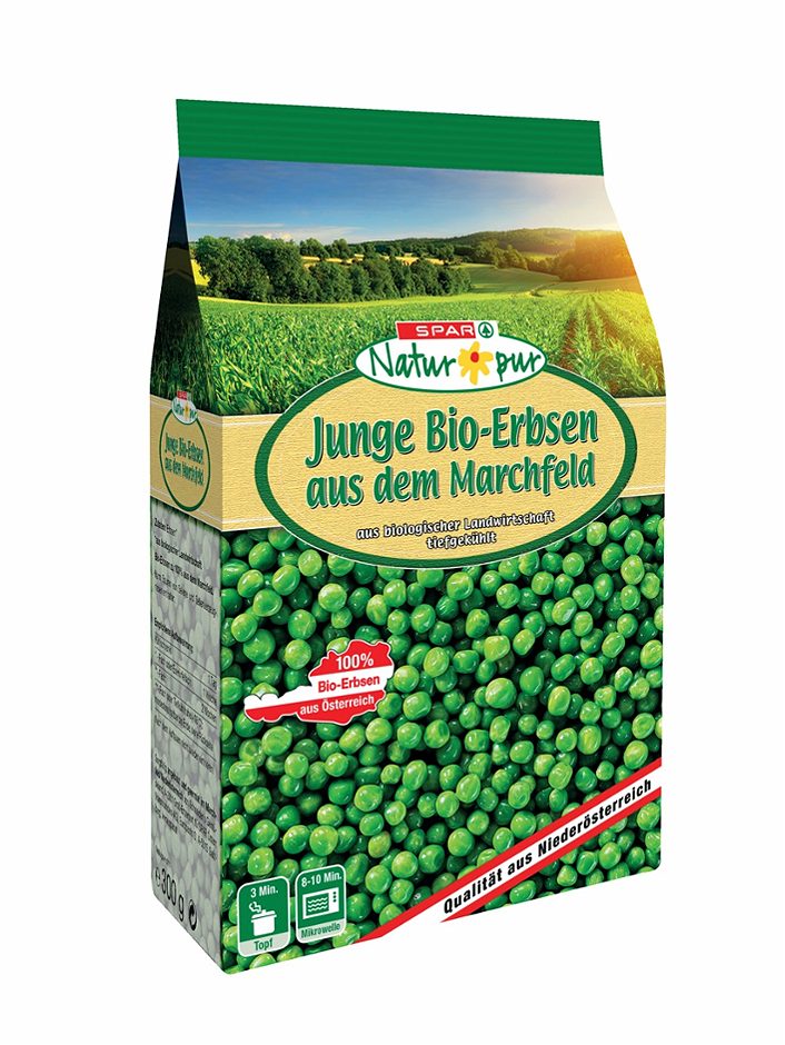 SPAR Natur*pur Junge Bio-Erbsen aus dem Marchfeld 300 G