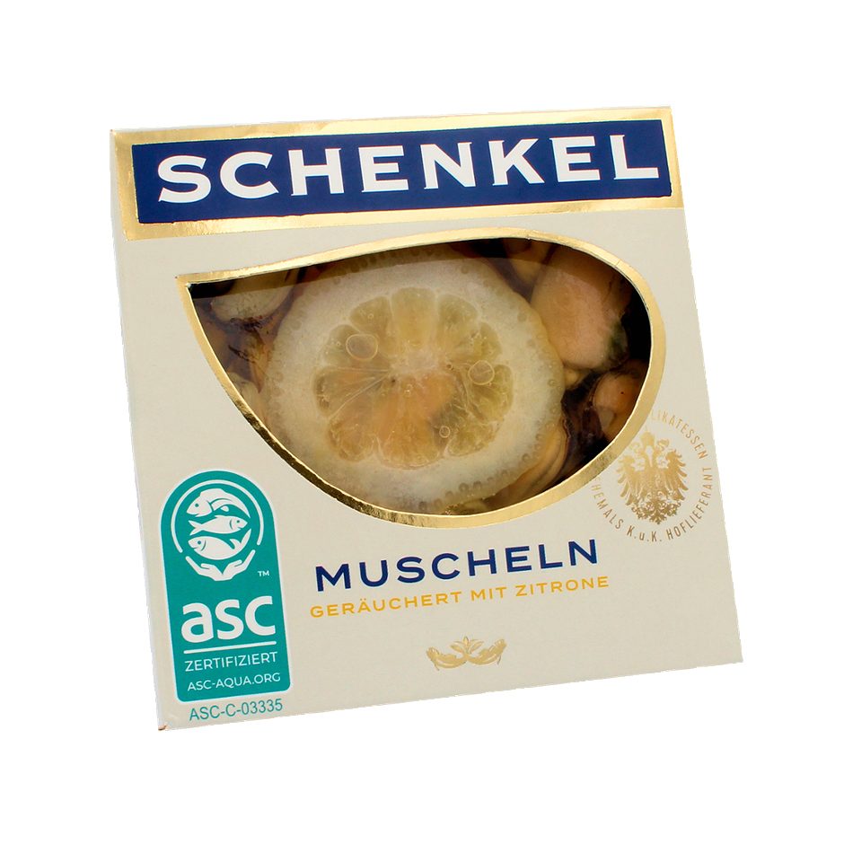 Schenkel Muscheln geräuchert mit Zitrone in Öl 120 G