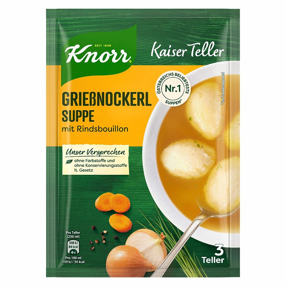 Knorr Kaiser Teller Grießnockerlsuppe mit Rindsbouillon
