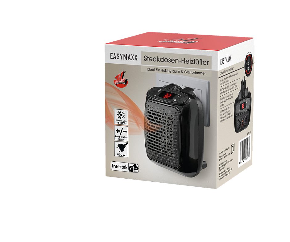 EASYmaxx Steckdosen-Heizlüfter schwarz
