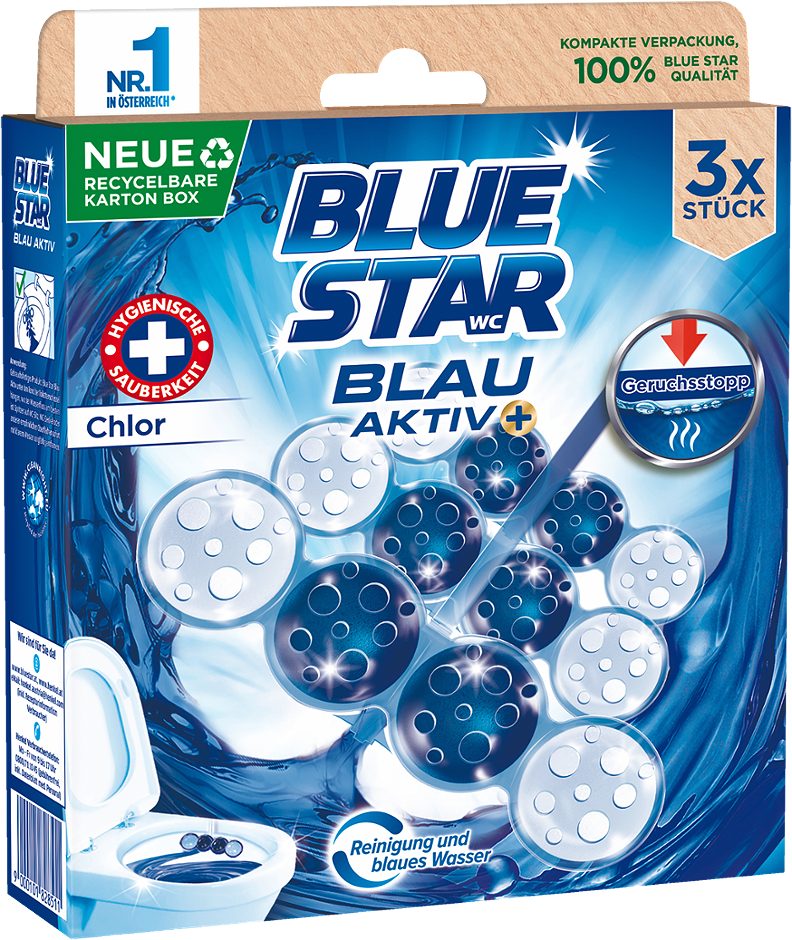 Blue Star Blau-Aktiv WC-Spüler Chlor 3 x 50g