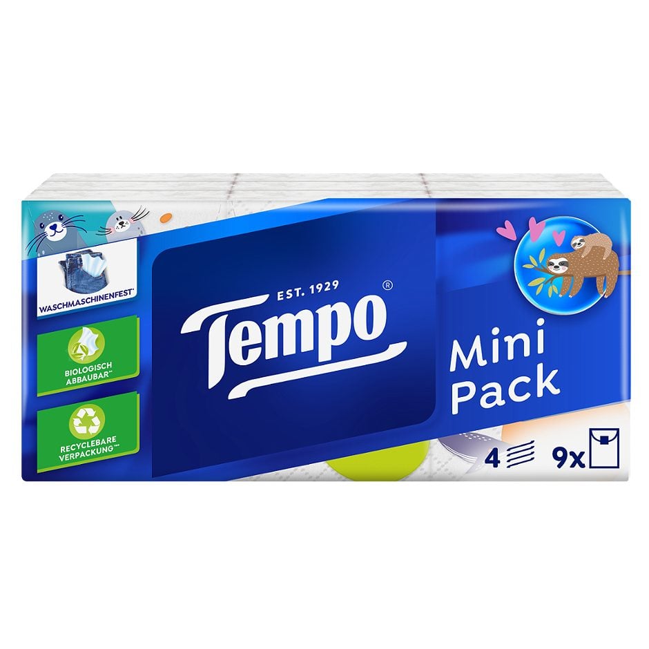 Tempo Taschentücher Mini Pack Neon Lights 9 x 5 Stück