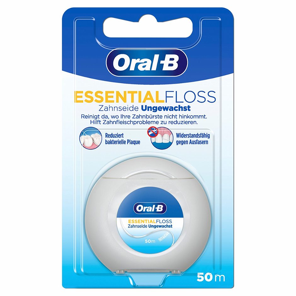 Oral-B Essentialfloss Zahnseide ungewachst 50m