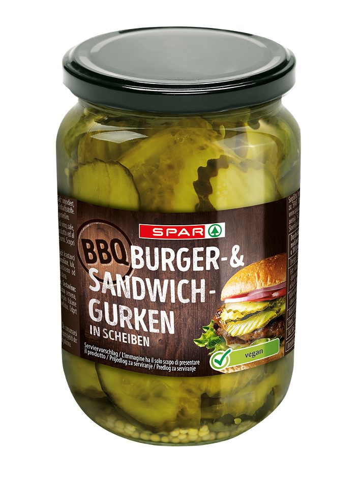 SPAR BBQ Burger- & Sandwichgurken in Scheiben 510 G
