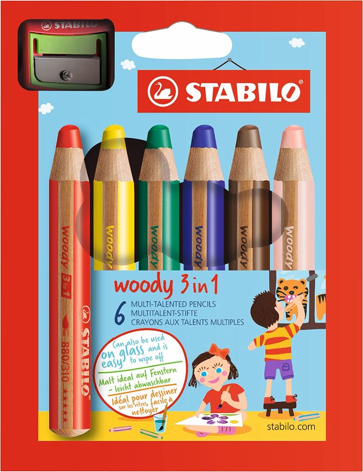 STABILO Buntstifte 3 in 1 woody 6 Farben