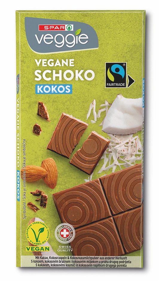SPAR Veggie vegane Schoko Kokos 75 G