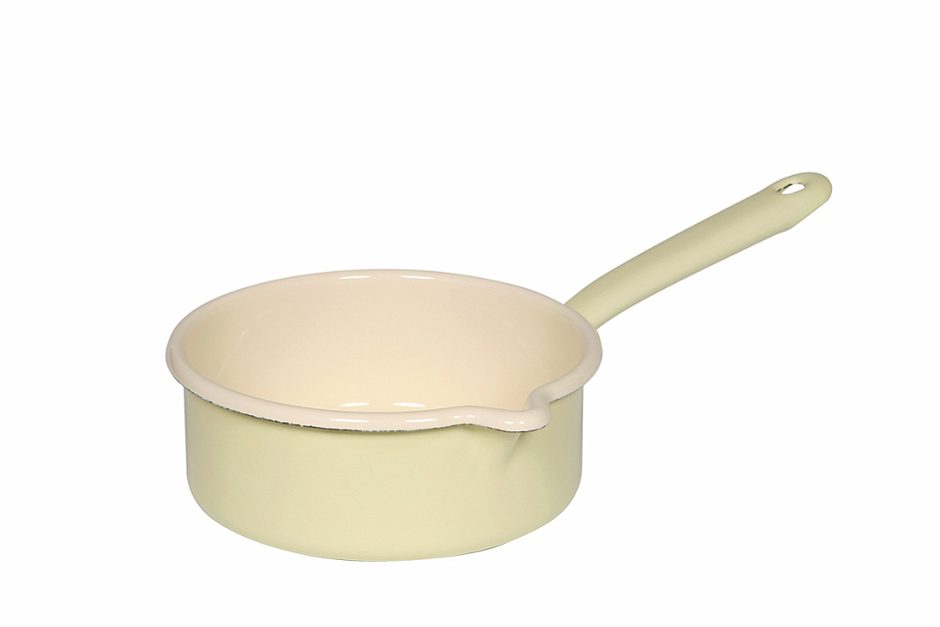 Riess Stielkasserolle Emaille Pastellgelb 16  cm