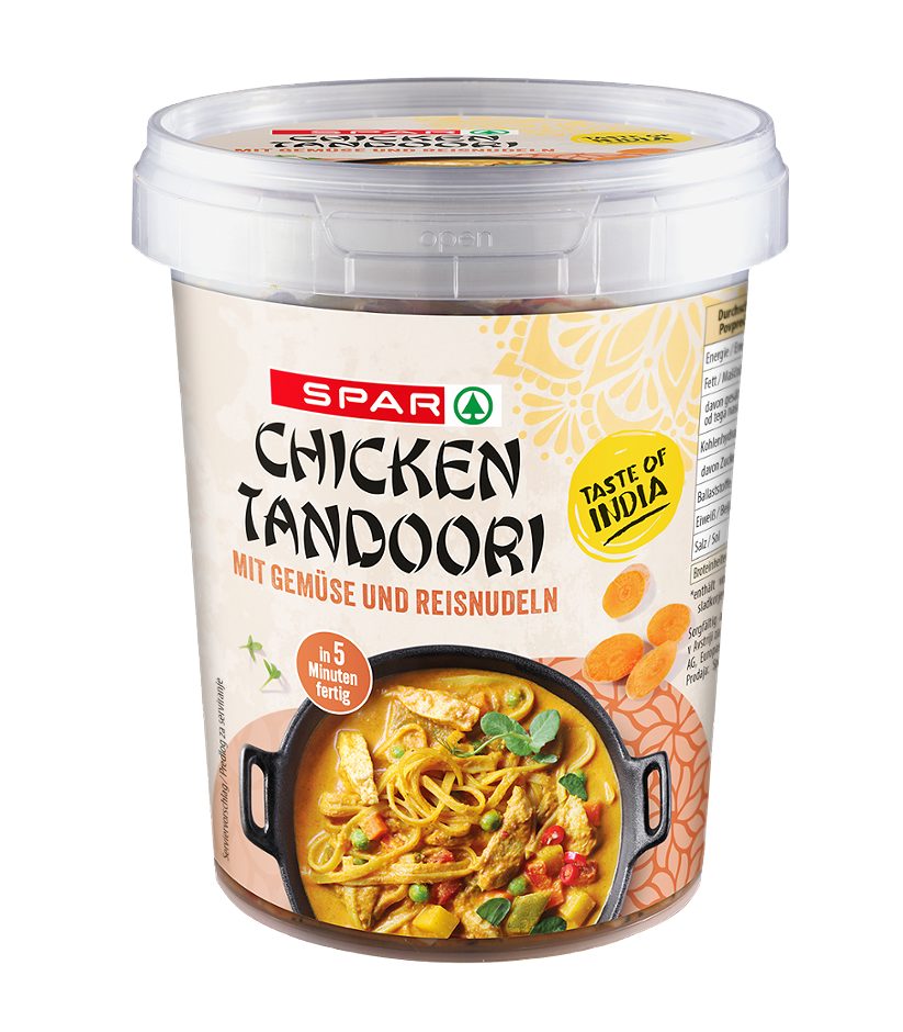SPAR ASIA Chicken Tandoori mit Gemüse und Reisnudeln 375 G