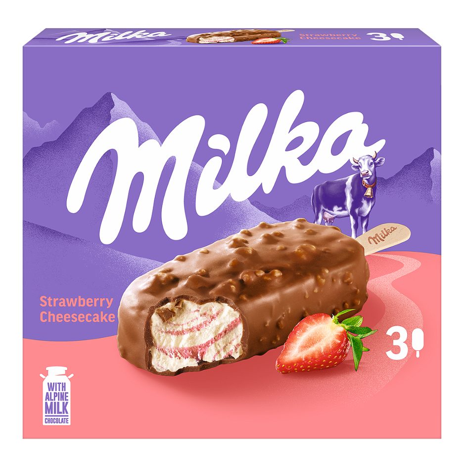 Milka Ice Cream Strawberry Cheesecake 3 Stück 270 ML