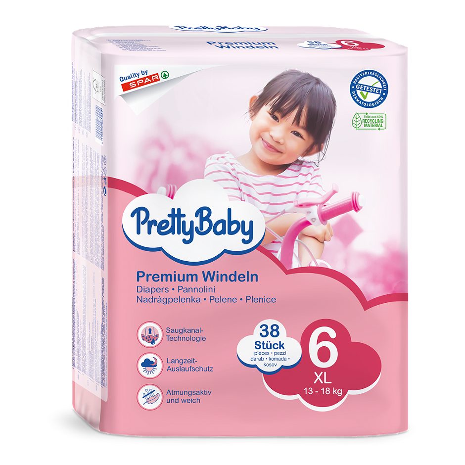 Pretty Baby Premium Windeln XL Gr. 6 (13-18 kg) 38 Stück